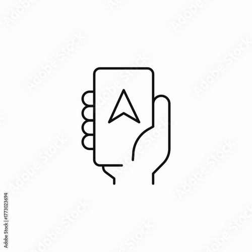 hand holding smartphone icon sign vector