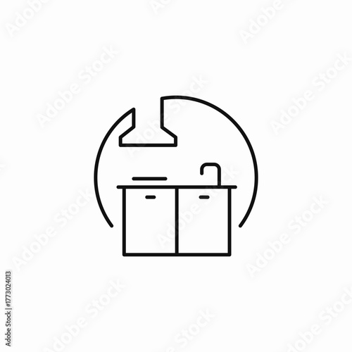 kitchen countertop sink hood icon sign vector