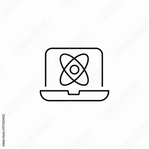 laptop science atom icon sign vector