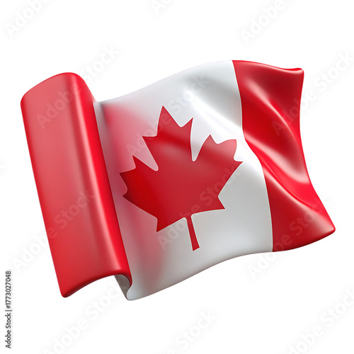 Waving canadian flag isolated on transparent background