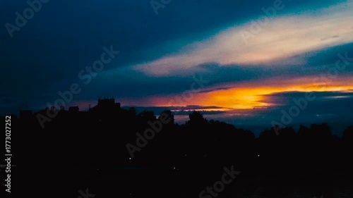 Sundown Scattering Sky Over River Thames, Putney, South West London, England, UK | Evening Sunset From Putney Bridge, United Kingdom