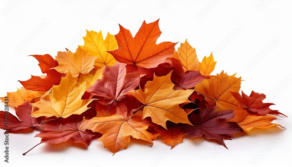 Fototapeta premium Pile Of Autumn Leaves Isolated On White Background