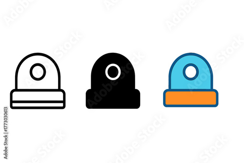 VR Motion Sensors. Minimalist motion tracking icon: three identical VR motion tracking sensors in a row, first in line style with