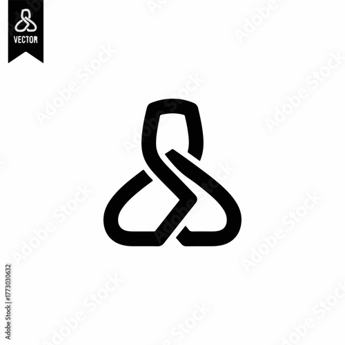 Abstract minimalist symbol representing connection and unity, clean design on white background.