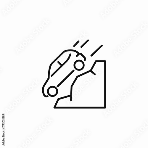 car falls off cliff icon sign vector