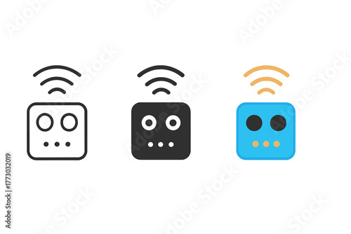 Sensor Array Icon. Minimalist sensor array icon: three identical robot sensor panels in a row, first in line style with thin