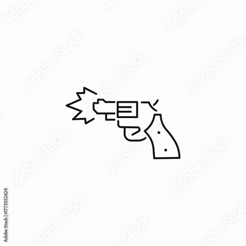 firing revolver handgun icon sign vector