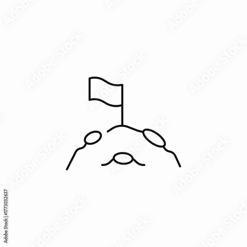 flag planted on moon icon sign vector