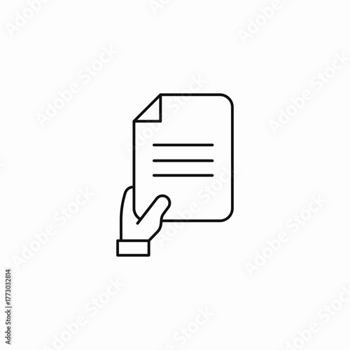 hand holding document icon sign vector