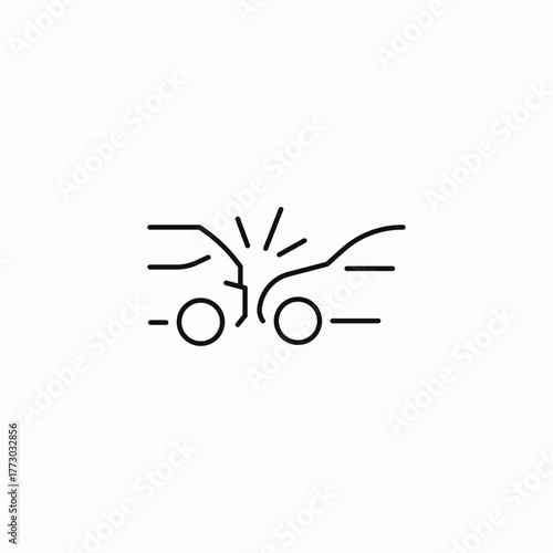 head on collision cars icon sign vector