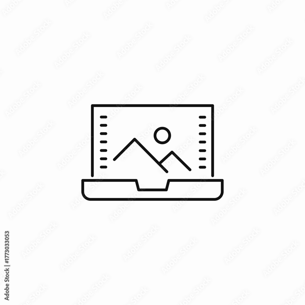 laptop photo editor icon sign vector