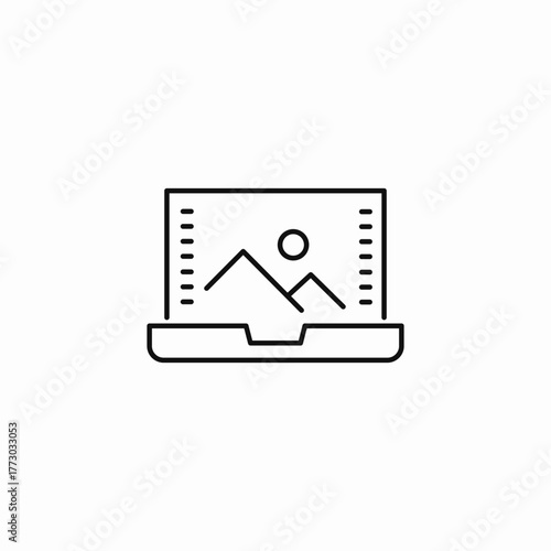 laptop photo editor icon sign vector