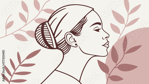 Minimal Abstract Woman Portrait Illustration – Flat Vector Design for International Women’s Day