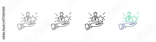 Loyalty icon set collection, illustration, design, business, graphic icons with different line styles, thickness and color, editable stroke. with white background.