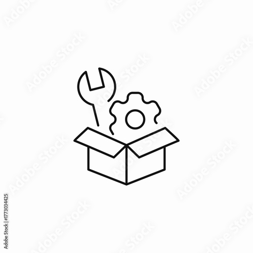 wrench gear toolkit box icon sign vector