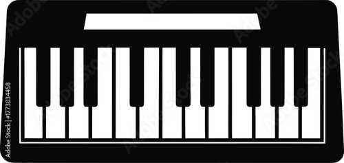 Piano Keys Icon Vector Illustration: Keyboard Musical Instrument for Melodic Sound Production with Black and White Key Design