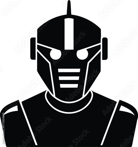 Robot Head Mascot Vector Design Illustration Icon - Cybernetics, Mechanical, Robotic, Futuristic Silhouette Concept on Background