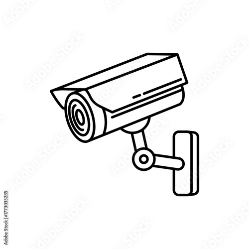 Outline icon of a CCTV security camera for surveillance and property protection