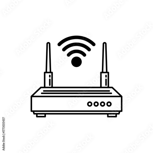 Modern wireless router icon with wifi signal waves, illustrating connectivity and internet access