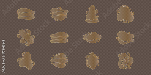 Collection of  3d crystal glass shape abstract organic shapes with textured surfaces and subtle metallic accents