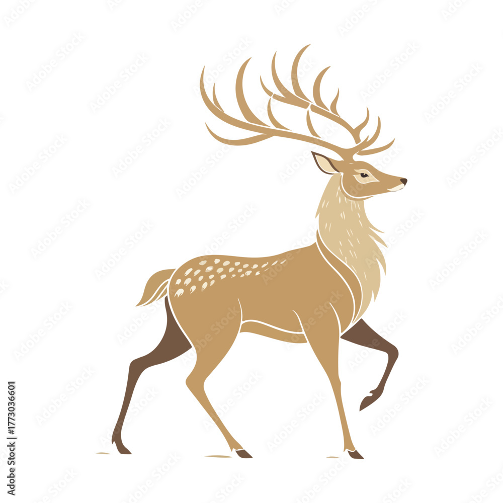 Obraz premium Deer Silhouette Vector colour on White Background