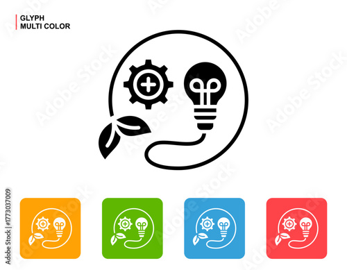 Energy Efficiency Icon Multi Color Style Vector Illustration