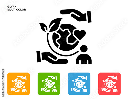 Social Responsibility Icon Multi Color Style Vector Illustration