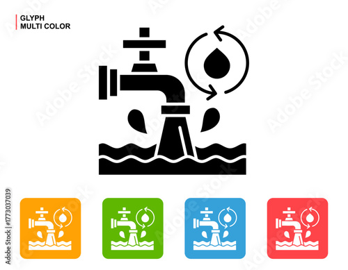 Water Conservation Icon Multi Color Style Vector Illustration