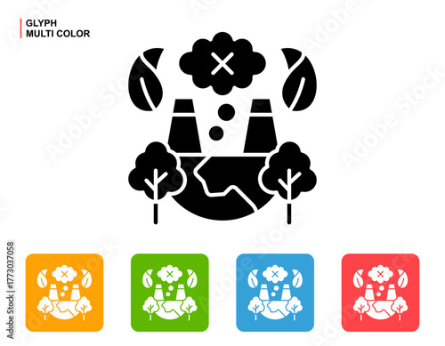 Zero Emissions Icon Multi Color Style Vector Illustration
