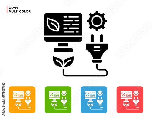 Green Technology Icon Multi Color Style Vector Illustration