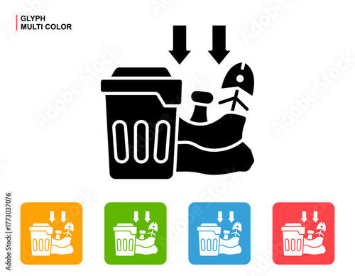 Waste Reduction Icon Multi Color Style Vector Illustration