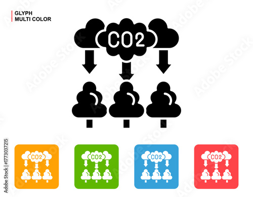 Emission Reduction Icon Multi Color Style Vector Illustration