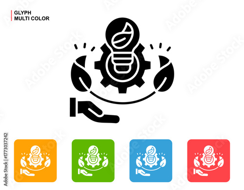 Eco Innovation Icon Multi Color Style Vector Illustration