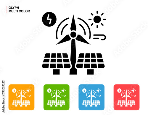 Renewable Energy Icon Multi Color Style Vector Illustration