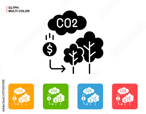 Carbon Offset Icon Multi Color Style Vector Illustration