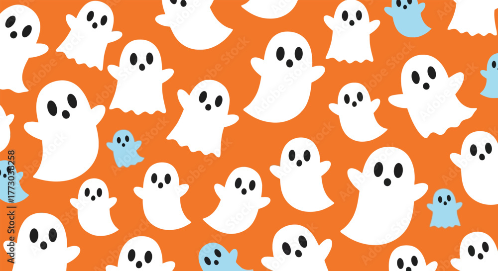 Obraz premium Seamless ghost pattern orange background illustration