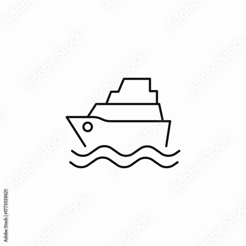 cruise ship on waves icon sign vector