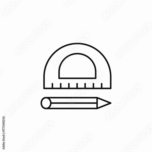 protractor pencil geometry icon sign vector