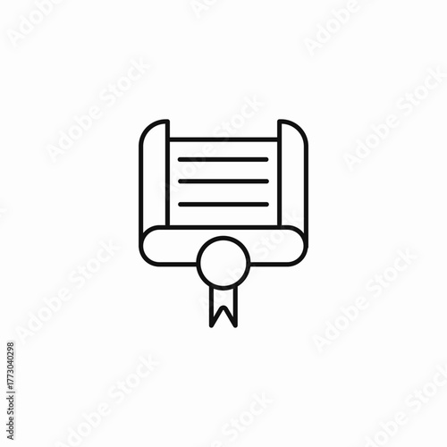 rolled document ribbon icon sign vector
