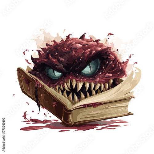 Scary Monster Book Vector Clipart