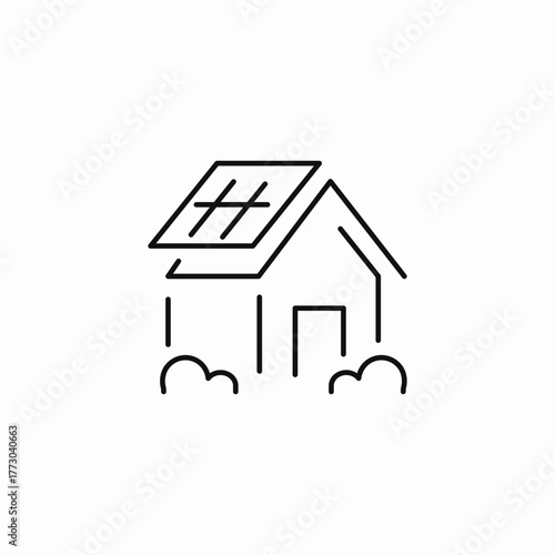solar panel house icon sign vector