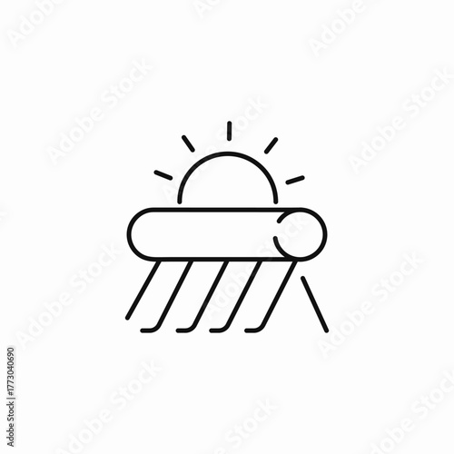 solar thermal water heating icon sign vector