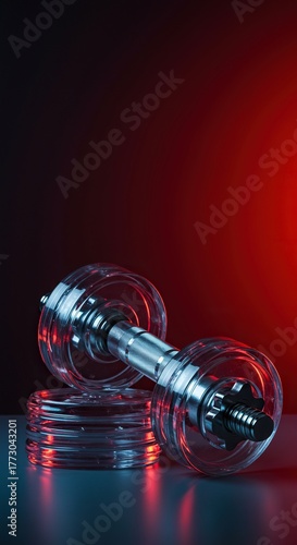 Wallpaper Mural A clear, innovative water-filled dumbbell, perfect for home workouts and travel. Its transparent design showcases the liquid weight for adjustable fitness ,training ,innovative ,dumbbell Torontodigital.ca