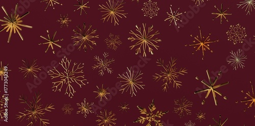 Wallpaper Mural Stunning golden snowflakes pattern on a rich burgundy background, perfect for Christmas, New Year, winter designs, and seasonal greetings. Festi Torontodigital.ca