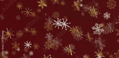 Festive illustration with snowflakes on a burgundy background. Perfect for Christmas, New Year designs, or any winter related project. Festive a