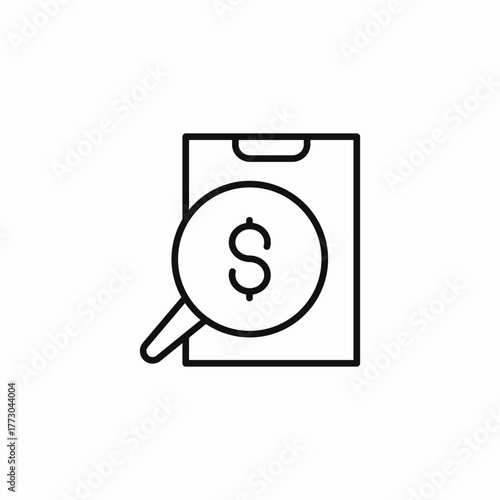 financial search magnifying icon sign vector
