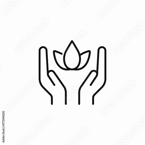 hands holding lotus flower care icon sign vector