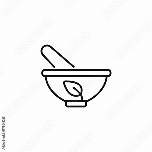 herbal mortar pestle icon sign vector