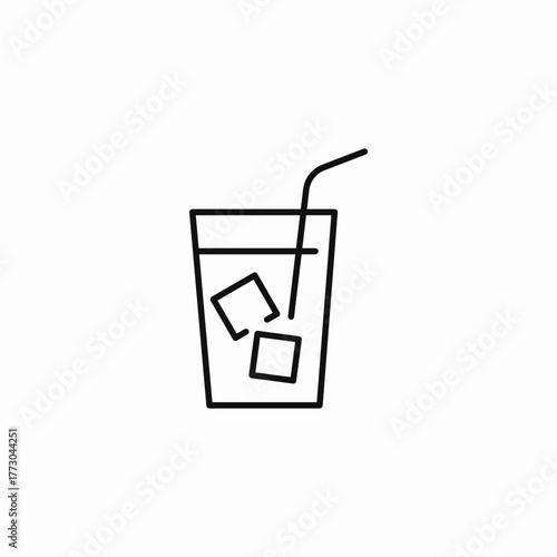iced drink straw icon sign vector