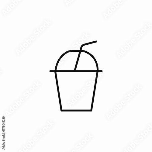 iced drink straw cup icon sign vector